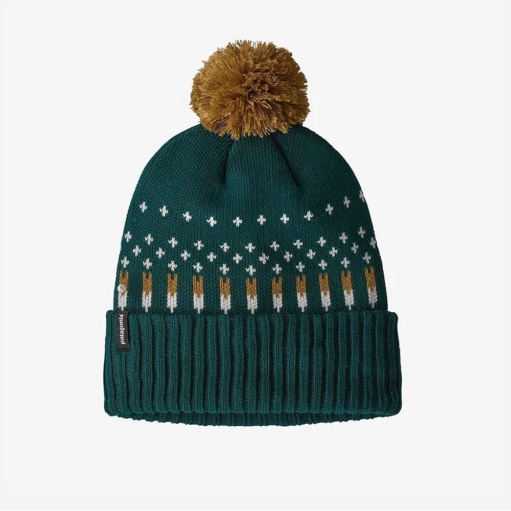 Patagonia Teal and Gold Knit Beanie